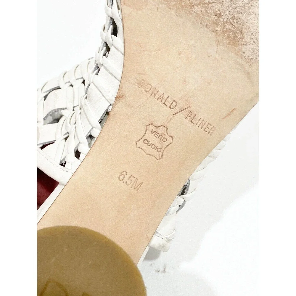 Donald Pliner 6.5 Cassie Sandal Woven Weave Leather Slingback Block Heel $298 - Picture 6 of 7